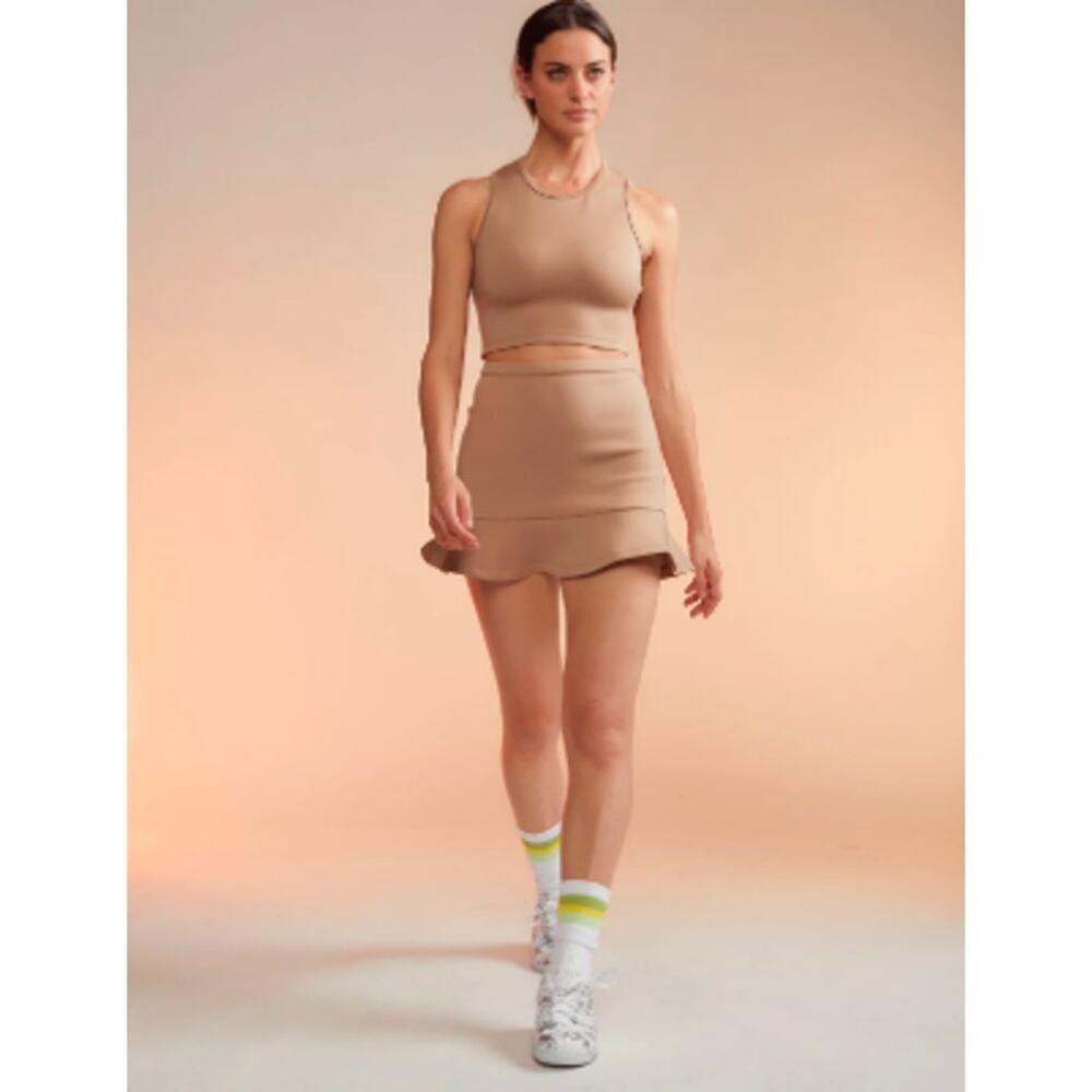Cynthia Rowley Women's Bonded Mini Skirt NWT 298 Sz 0 Tan